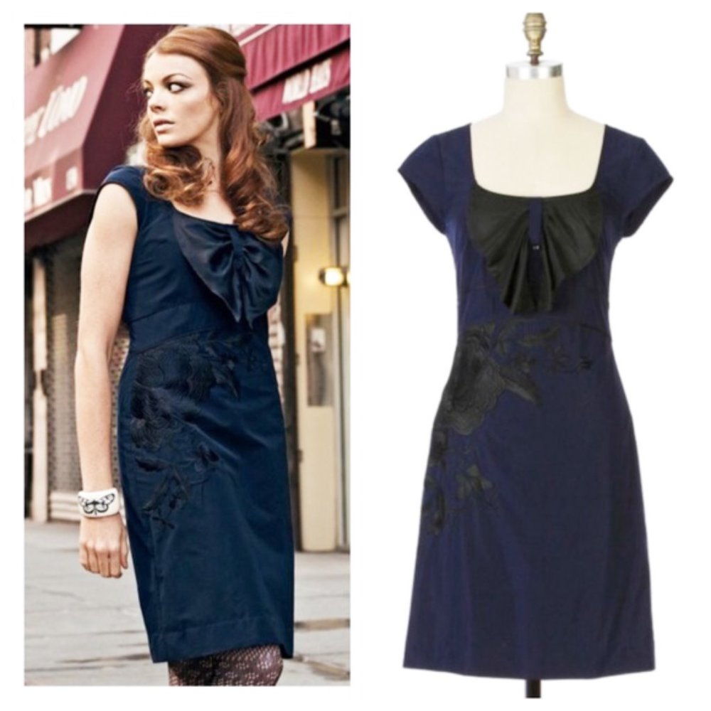 Anthropologie Floreat Sunless Skies Blue Embroidered Dress